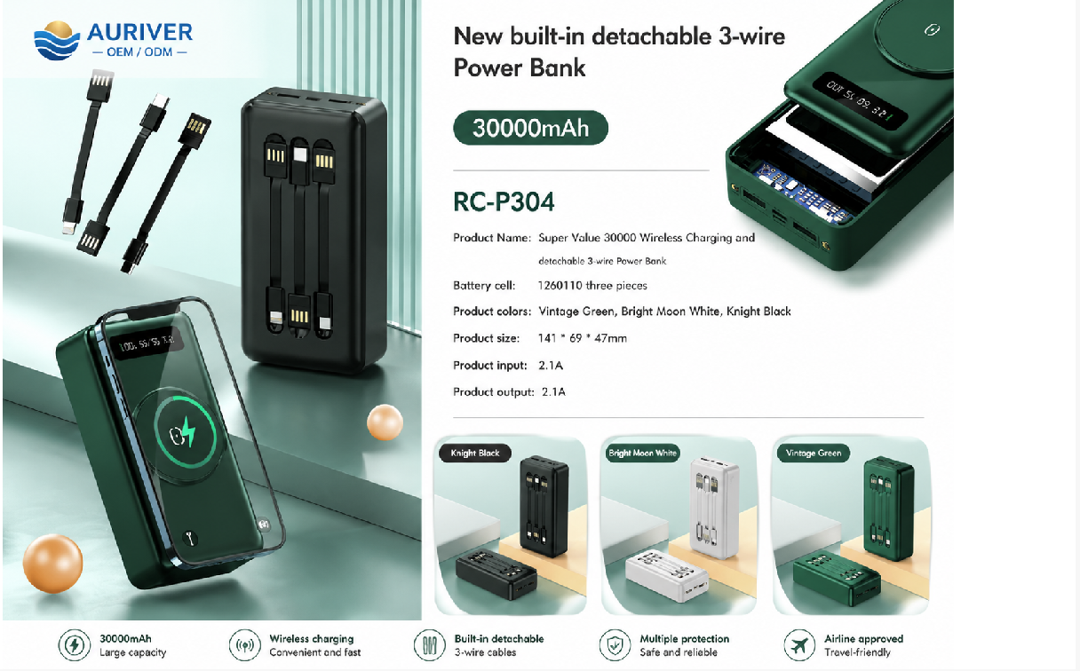 Auriver 30000mAh Large Capacity Container Super Fast Charge Power Bank