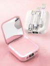 10,000mAh Power Bank with 3 Cables and a Makeup Mirror.
