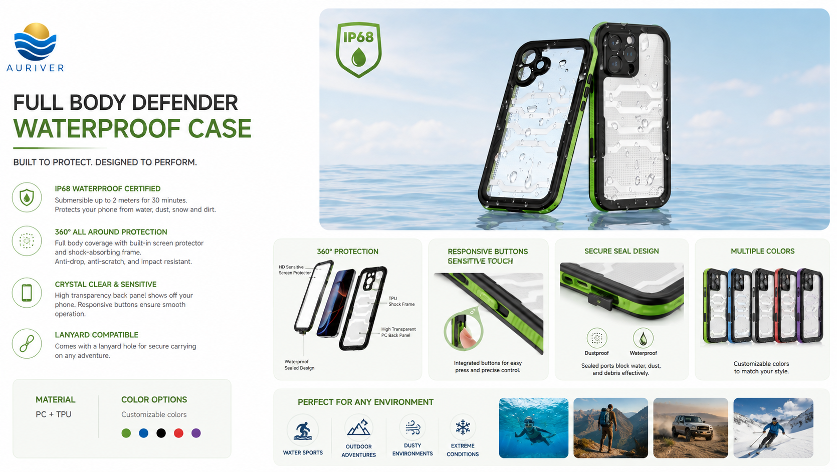 Auriver Waterproof Phone case