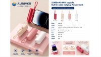 Auriver 5,000mAh Mini Capsule with Lanyard Built-in Cable Tail Plug Power Bank