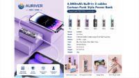 Auriver 5,000mAh Mini Capsule with Lanyard Built-in Cable Tail Plug Power Bank