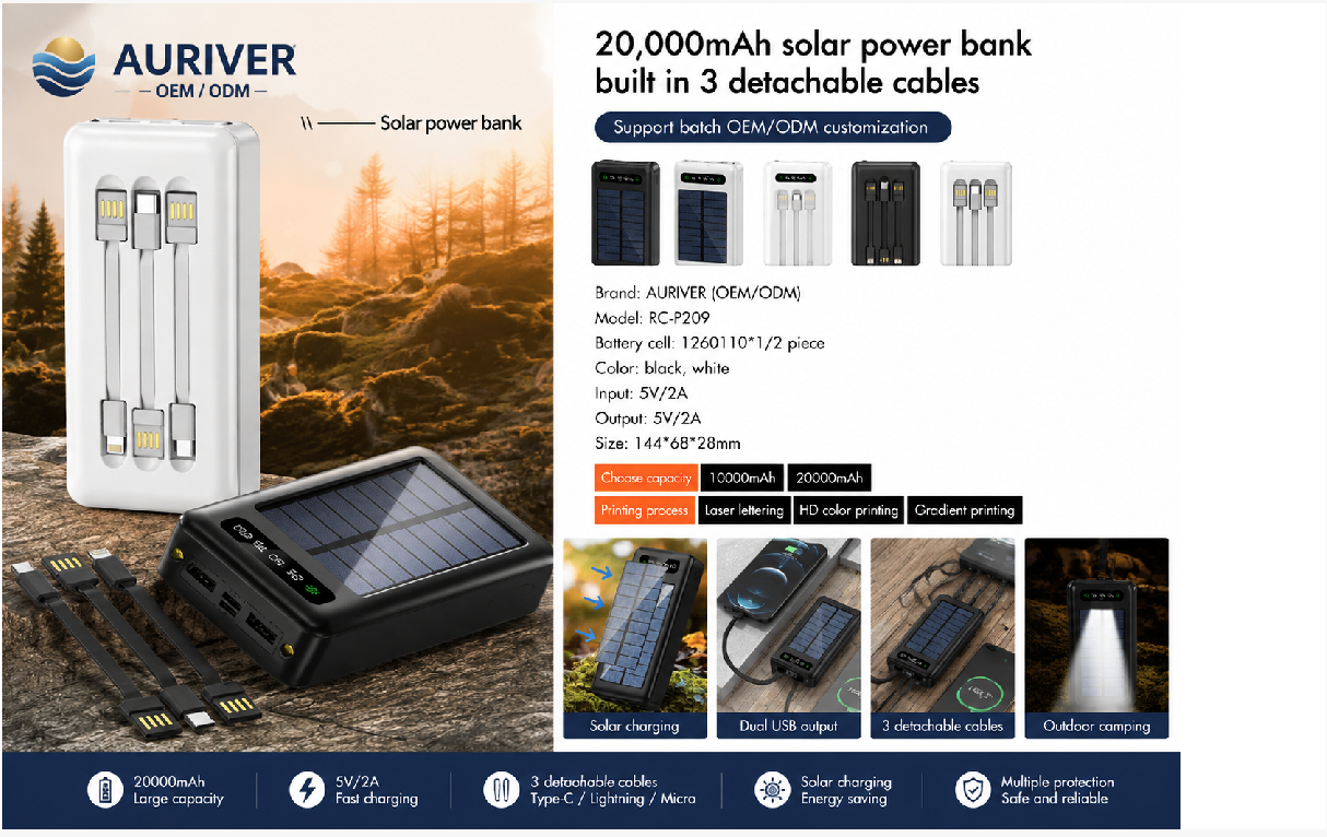 Auriver Camping Light With 4-wire Charging power Bank