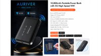 Auriver 10,000mAh portable Power bank with 5G High-Speed WiFi