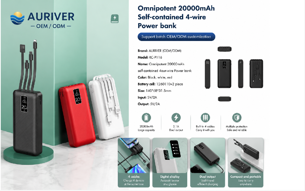 Auriver Power Bank With Polymer Battery and Dual USB