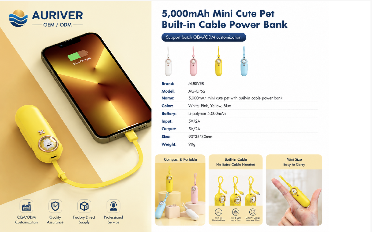 Auriver 50,000mAh Large Capicity LED Light Full Screen Power Bank